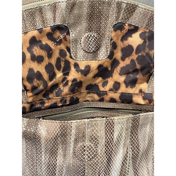 B Makowsky Leather Snake Skin Pattern Medium Crossbody Bag Purse - Picture 10 of 16